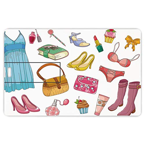 64 GB Unidades flash USB flash Tacones y Vestidos Forma de tarjeta de crédito bancaria Clave comercial U Disco de almacenamiento Memory Stick Artículos de moda para niñas Estilo de dibujos animados Co