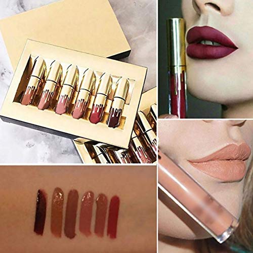 6pcs / set de larga duración Liquid Lipstick Barra de labios mate aterciopelado mate impermeable Lipgloss del lápiz labial Lip Gloss para la Mujer (surtidos)