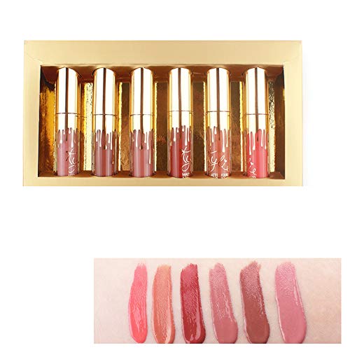 6pcs / set de larga duración Liquid Lipstick Barra de labios mate aterciopelado mate impermeable Lipgloss del lápiz labial Lip Gloss para la Mujer (surtidos)