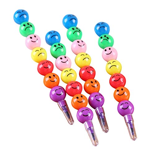 7 Colores Cara de Dibujos Animados de impresión lápices Redondo Encantador Graffiti Regalos Pluma papelería para niños lápiz de Cera Lápiz Mengonee (1pcs)