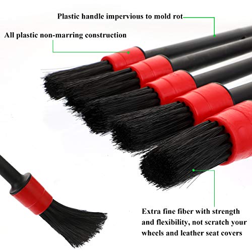 7 Pcs Juego de Pinceles para Limpieza de Coches,Cepillos de Detalle de Coche,Cepillo de Rueda de Automóvil,Cepillo de Limpieza de Llanta,Guante de Limpieza,para Limpiar Ruedas,Motor,Interior,Exterior