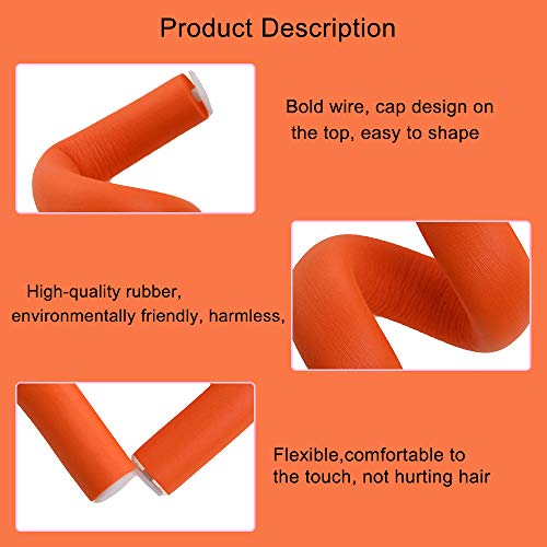 70 piezas de rodillos de espuma para rizar el cabello sin calor flexibles suaves rulos herramientas de peinado de bricolaje para peluquería de varios tamaños (naranja, tamaño 7)
