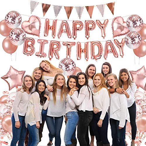 72pcs Decoraciones de Fiesta de Cumpleaños con Adorno de Pastel de Bricolaje, Pancarta de Feliz Cumpleaños, Borlas Brillantes, Globos de Confeti con Letras, Decoraciones para Cumpleaños