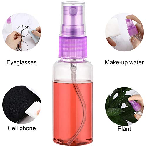 8 Botellas de Spray de Plástico 30 ml, Mini Botella de Niebla de Viaje Botella Aerosol de Niebla Fina Vacía Botella de Rociador Transparente Recargable Portátil para Perfumes, Líquidos, 1 onza