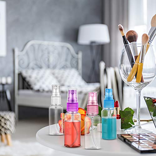 8 Botellas de Spray de Plástico 30 ml, Mini Botella de Niebla de Viaje Botella Aerosol de Niebla Fina Vacía Botella de Rociador Transparente Recargable Portátil para Perfumes, Líquidos, 1 onza