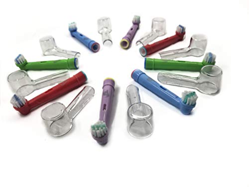 8 cabezales de repuesto Oral B compatibles con niños genéricos 3AG + 8 fundas para cabezales de protección higiénicos para cepillo eléctrico Oral-B Sensitive, Professional Care, Vitality, etc.