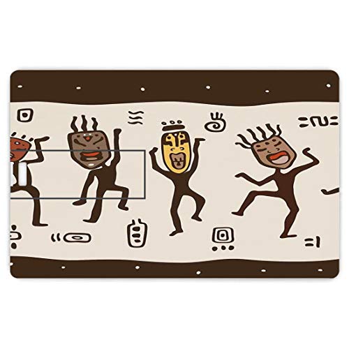 8 GB Unidades flash USB flash Primitivo Forma de tarjeta de crédito bancaria Clave comercial U Disco de almacenamiento Memory Stick Dibujos animados nativos bailando con máscaras africanas Rituales pr