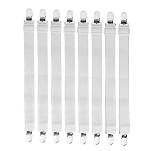 8 tensores ajustables para ropa de cama Voarge, tensor de sábana con clips de metal, se puede utilizar para fijar sábanas, tablas de planchar, sofás, etc.