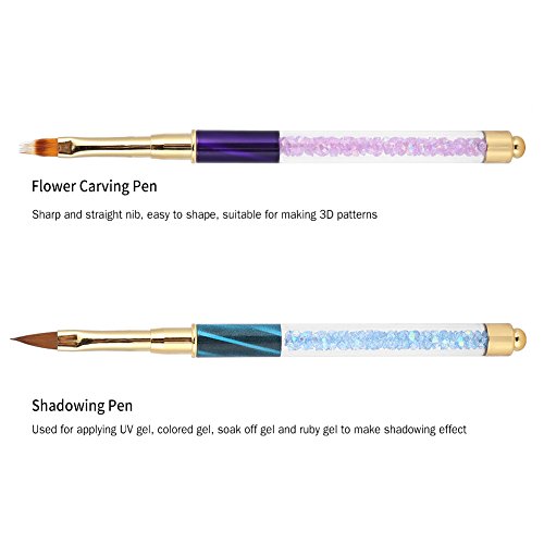 8 x Pinceles para Uñas Nail Art Pinceles UV Gel Liner Pintura gradientes Pincel Lápiz Nail Art Set Manicura Herramientas acrílico lápices Brush Kits con Cat ojos brillantes Mango