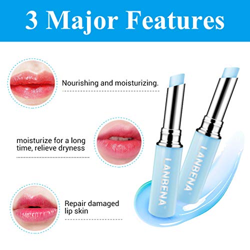 88AMZ Bálsamo Labial Ácido Hialurónico, Cambio de Temperatura mágico. Cambio de Labios. Bálsamo hidratante hidratante de Larga duración. Cosméticos Naturales con Efecto bálsamo Mate (Azul)