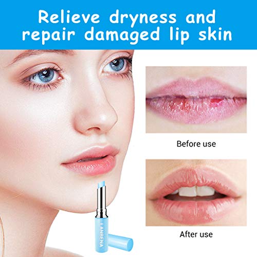 88AMZ Bálsamo Labial Ácido Hialurónico, Cambio de Temperatura mágico. Cambio de Labios. Bálsamo hidratante hidratante de Larga duración. Cosméticos Naturales con Efecto bálsamo Mate (Azul)