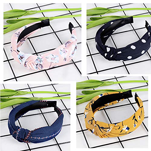 8pcs Diademas de Pelo Anchas Diadema de Nudo Bandas de Pelo para la Cabeza Turbantes para Mujer Diadema Para Mujer Chica Niña Accesorio de Pelo 8 Colores Variados (Kit de Flores)