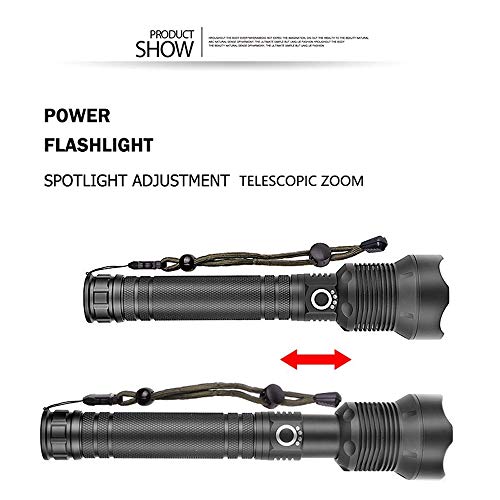 90000 Lumen Xhp70.2 Xlamp, 90000 Lúmenes Xhp70.2 La linterna LED más potente Linterna con zoom USB Xhp70, Zoom USB telescópico Linterna de camping a prueba de agua (Linterna Xhp70 + 26650 + cable USB)