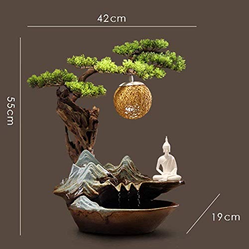 A-Generic Indoor Fountain Fontaine en céramique Ornements Feng Shui Chanceux Salon Vin Armoire Bureau décorations pour la Maison-C