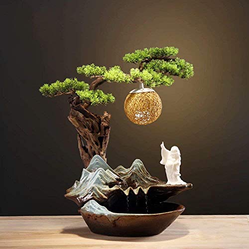 A-Generic Indoor Fountain Fontaine en céramique Ornements Feng Shui Chanceux Salon Vin Armoire Bureau décorations pour la Maison-C