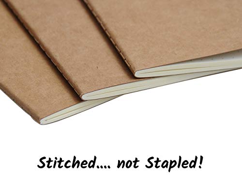 A5 Recambio de Papel para Cuaderno de Piel - Papel Rayado, Juego de 3 | Insertos para Diarios, Agendas y Planificadores de Viajes de Cuero Recargables | Leather Travel Notebook Inserts | 21x14cm A5