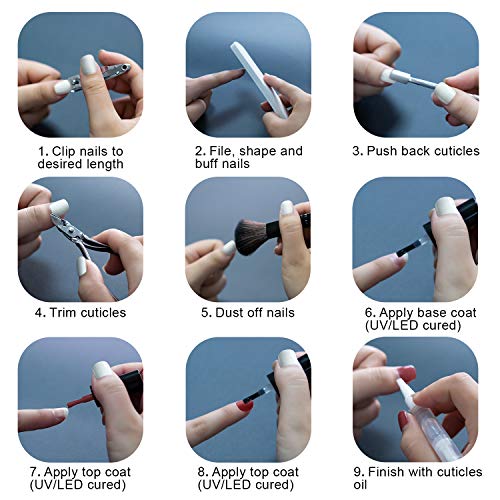 Ab gel Casa 11pcs Kit de arranque con lámpara de uñas de luz UV/LED de 36W,Gel de 8 colores sin base de toallitas y capa superior,Herramientas de uñas de manicura