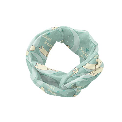 ABAKUHAUS Diadame Elefante, Banda Elástica y Suave para Mujer para Deportes y Uso Diario Vivero de temática repetitiva Composición de dormir animal en la Media Luna, Crema de almendra verde