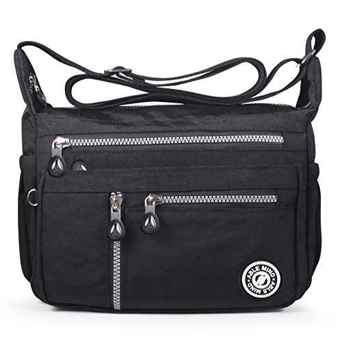 ABLE - Bolso bandolera antisalpicaduras de agua para mujer, color Negro, talla Large