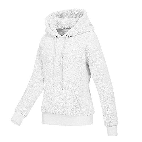 Abrigo De Invierno con Capucha De Las Mujeres Patchwork Chaqueta con Cremallera De Lana Caliente Abrigo De AlgodóN con Capucha Casual Outwear Sudadera con Capucha Deportiva riou (White, S)