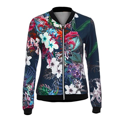 Abrigo de otoño, Dragon868 2018 otoño Mujeres de Manga Larga Tops Chaqueta de Cremallera Outwear Tops Sueltos (XXL, Azul Oscuro)