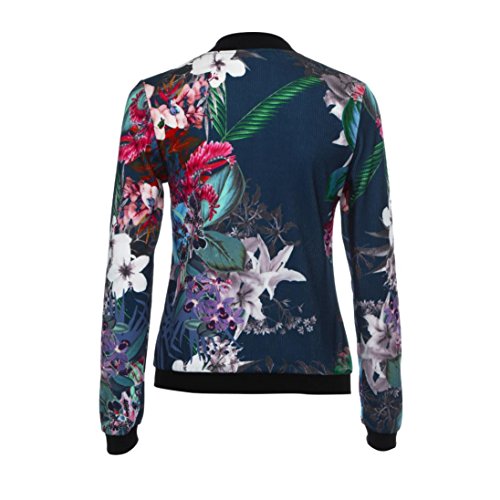 Abrigo de otoño, Dragon868 2018 otoño Mujeres de Manga Larga Tops Chaqueta de Cremallera Outwear Tops Sueltos (XXL, Azul Oscuro)