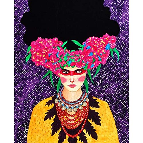 Abstract Flowers Girl Hair Wall Art Canvas Painting Bird Nordic Poster Living Room Retro Picture Frame 20X25cm NoFrame