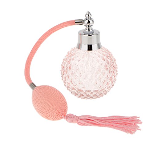 Accesorios Decorativos Botella Perfume Cristal Vidrio con Tubos Atomizador Aerosol Retornables - Rosa