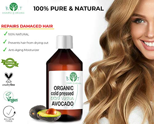 Aceite de Aguacate Bio Aceite de masaje vegetal ecologico Corporal, Pelo, Facial, Aceite Natural Cara prensado en frío Serum cabello organico 100% pure 100 ml