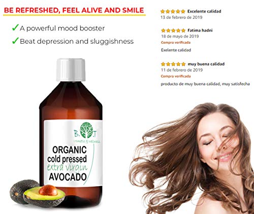 Aceite de Aguacate Bio Aceite de masaje vegetal ecologico Corporal, Pelo, Facial, Aceite Natural Cara prensado en frío Serum cabello organico 100% pure 100 ml
