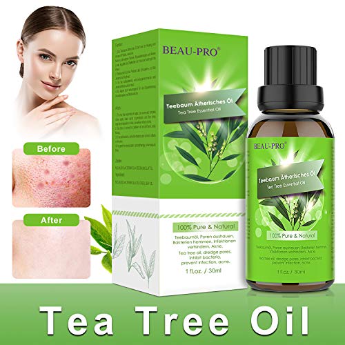 Aceite de Árbol de Té, Aceite Arbol de Te Puro 100%, Aceite Esencial de Árbol para La Piel Manchada, Acné, Granos, Bacterias, Mal Aliento y Pie de Atleta, Antiinflamatorio, Arbol de Te - 30 ml