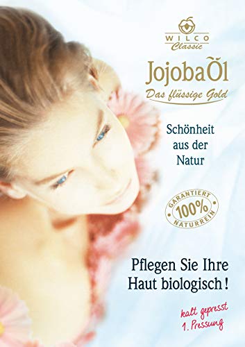 Aceite de jojoba, Wilco Classic, 100 % natural, para cuerpo y cara, 15 ml, para el cuidado diario de las uñas y el tratamiento de masaje. Aceite corporal antiarrugas, antienvejecimiento.