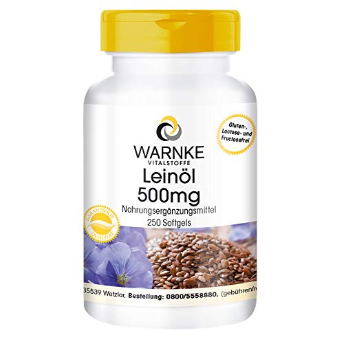 Aceite de Linaza 500mg – Prensado en frío – 58% de Ácido Alfa – Linoleico – Ácidos grasos Omega 3 – 250 cápsulas