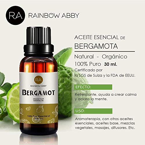 Aceite Esencial de Bergamota (30 ML), Aceite de Bergamota de Aromaterapia Natural 100% Puro Para Difusor