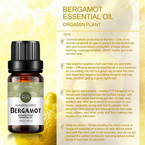 Aceite Esencial de Bergamota, Aceite de Bergamota 100% Puro de Aromaterapia Natural Para Difusor (10 ML)