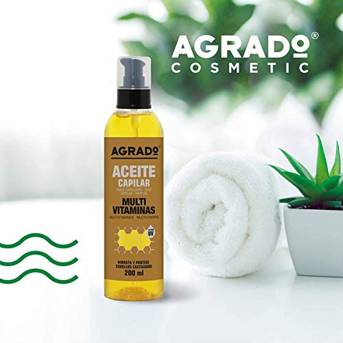 Aceite para el pelo MultiVitaminas Aceite cabello castigado Filtro UV Acondicionador Sin aclarado 200 ml Agrado