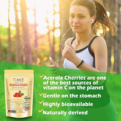 Acerola Cherry Extract Capsules - Natural & Wholefood VIT C - UK Manufactured - Zero Stearates or Flow Agents (120 cápsulas por bolsa)