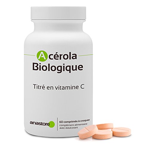 ACEROLA - VITAMINA C NATURAL * 170 mg / 60 comprimidos * Energia (fatiga), Hueso, Inmunitario, Piel (antiedad) * Garantía de satisfacción o reembolso * Fabricado en Francia