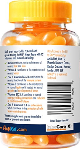 ActiKid Magic Beans Multi-Vitamin 90x Orange Flavour, Fortalecimiento del sistema inmunológico
