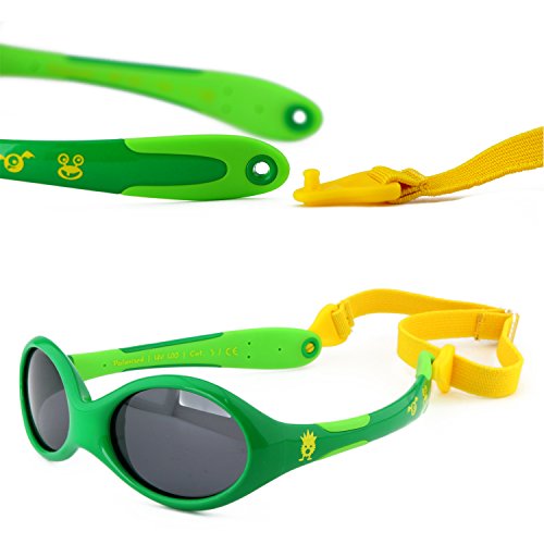 ActiveSol gafas de sol para BEBÉ | NIÑA | 100% protección UV 400 | polarizadas | irrompibles, de goma flexible | 0-24 meses | 18 gramos [Talla S - Monstruo]