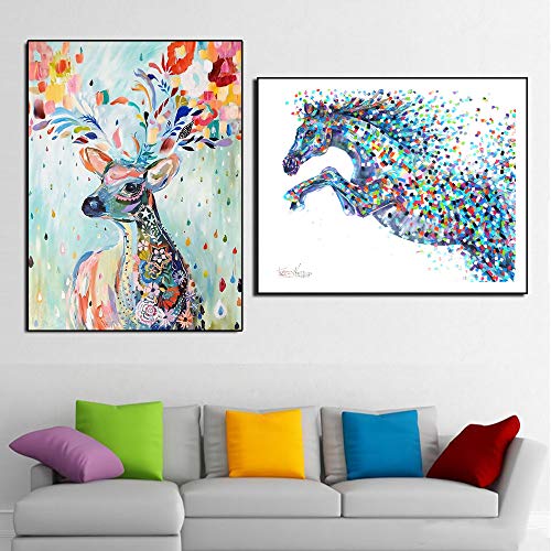 Acuarela animal pintura bóveda caballo lienzo pintura animal pintura para sala decoración pintura B 70x90cm