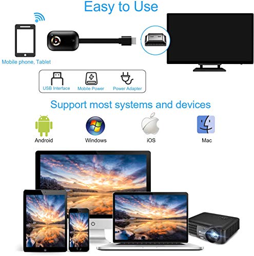 Adaptador inalámbrico de pantalla Dongle, 5G/2.4G WiFi, receptor de pantalla portátil 1080P HDMI, Dongle Receptor Miracast DLNA Airplay para iOS/Android/Mac/Window/TV/Monitor/Proyector