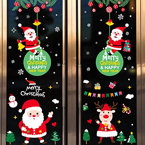 Adhesivo de cristal de decoración navideña Adhesivo de Santa Adhesivo de puerta Adhesivo de ventana-Campanas de Navidad + Campanas de Navidad (compre múltiples cupones) Extra grande