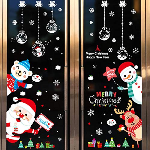 Adhesivo de cristal de decoración navideña Adhesivo de Santa Adhesivo de puerta Adhesivo de ventana-Campanas de Navidad + Campanas de Navidad (compre múltiples cupones) Extra grande