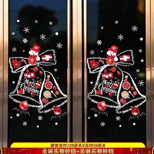 Adhesivo de cristal de decoración navideña Adhesivo de Santa Adhesivo de puerta Adhesivo de ventana-Campanas de Navidad + Campanas de Navidad (compre múltiples cupones) Extra grande