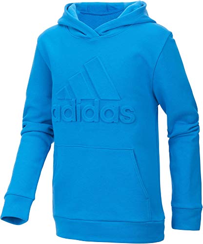 adidas Boy's Exclusive Sports Embossed Logo Cotton Blend Fleece Hoodie (Bright Blue/Medium)