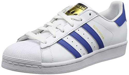 adidas Superstar Foundation J - Zapatillas de deporte infantil unisex, color blanco/ azul, talla 38 2/3