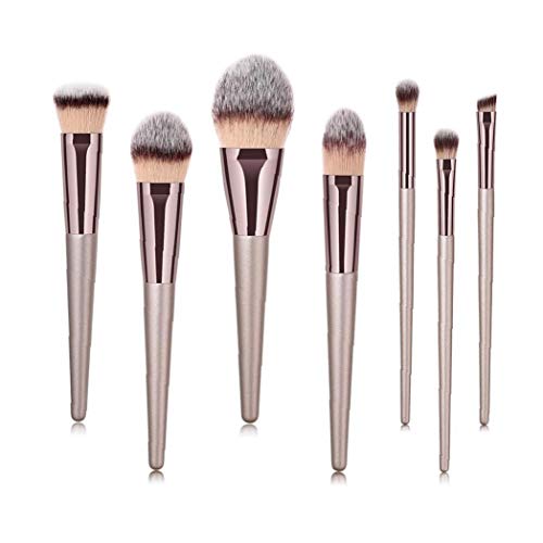 Adore store Compone el Cepillo cosmético Determinado del Ojo Herramienta de Sombra de Ojos Brocha Fundación Conjunto (Oro Champagne, 7pcs)
