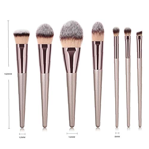 Adore store Compone el Cepillo cosmético Determinado del Ojo Herramienta de Sombra de Ojos Brocha Fundación Conjunto (Oro Champagne, 7pcs)