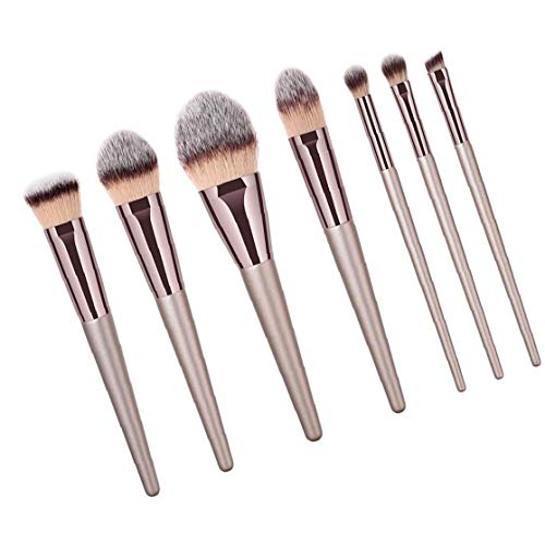 Adore store Compone el Cepillo cosmético Determinado del Ojo Herramienta de Sombra de Ojos Brocha Fundación Conjunto (Oro Champagne, 7pcs)